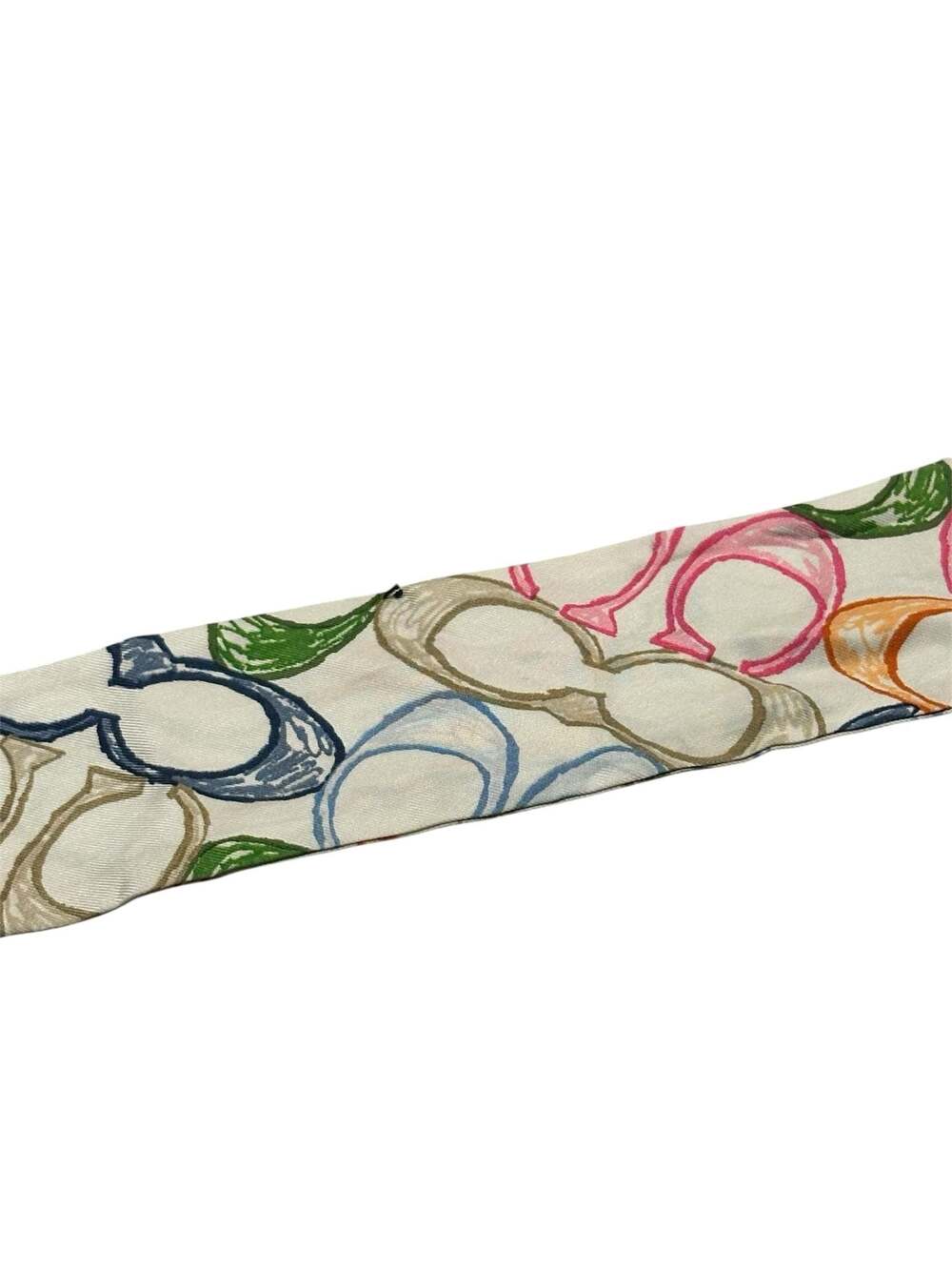 COACH Signature Print Silk Skinny Scarf Multicolor Optic Sketch Bag Tie - Picture 5 of 5